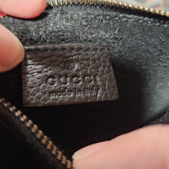 🔥RARE vntg. EUC GUCCI BLACK PEBBLED LEATHER BAG w/ATTACHED POUCH INSIDE + COA🔥 - Picture 11 of 13